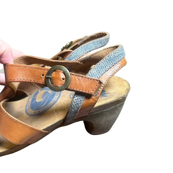 Wanda Panda Women’s Boho Strappy Denim/Brown Leather Slingback Heels Size 36 - Picture 6 of 11